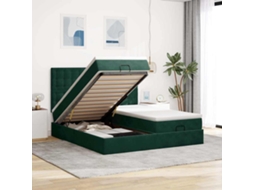 Vidaxl Estrutura de Cama Otomana com Colchão Verde Escuro Veludo