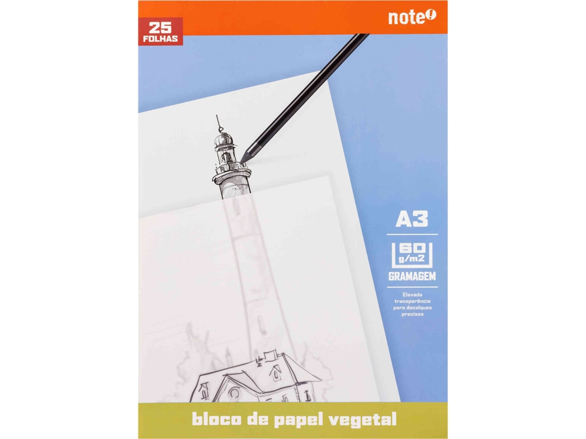 Bloco Papel Vegetal A3 25 Folhas Note!