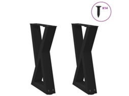 Vidaxl Pés Para Mesa De Centro 2 Peças Preto 38x(42-43,3) Cm Aço