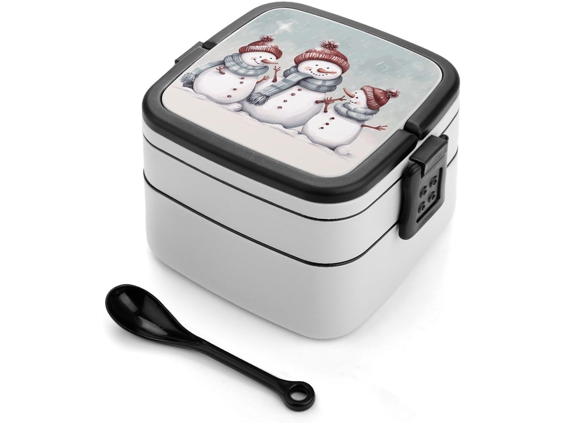 Marmita Bento Com Boneco De Neve Inverno, Design Moderno E Minimalista, Empilhável, À Prova De Vazamentos, Retangular