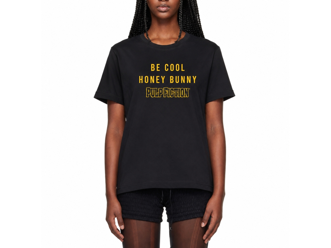 Rockinstone Men's T-shirt Pulp Fiction Honey Bunny Graphic Print Tee Black Size:s