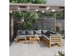Vidaxl 9 Pcs Conjunto Lounge De Jardim C/ Almofadões Acácia Maciça
