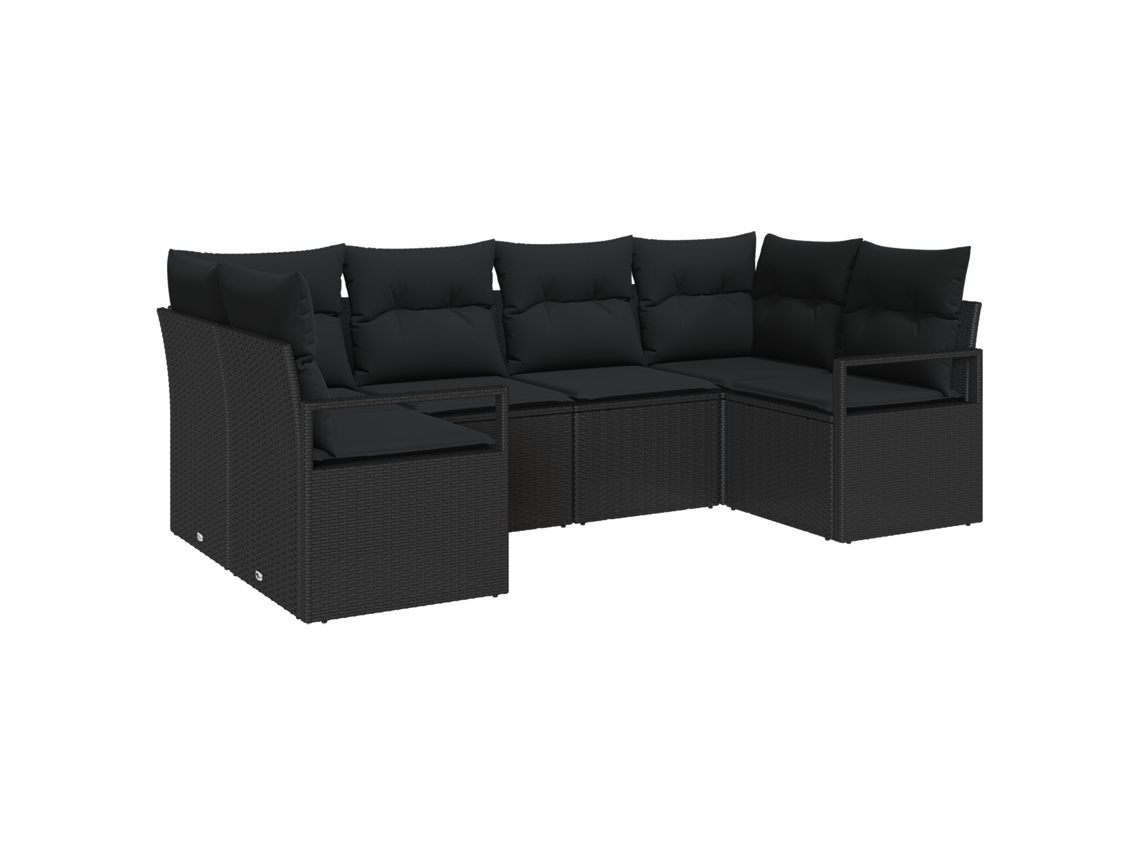 Conjunto 6 Móveis De Jardim Vidaxl Preto Vime Pe (234 X 122 X 85 Cm)