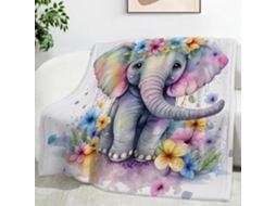 Manta Multifuncional de Flanela Macia e Aconchegante com Estampa Elefante Flores 180x200 Cm Ideal para Escritó