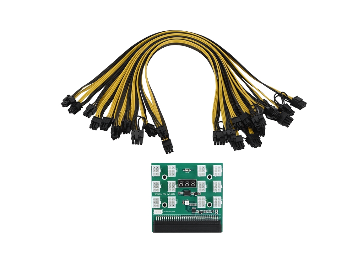 Placa De Expansão 12x 6pin Com 12 Cabos 6+2pin De 50cm Para Fonte De Alimentação Hp Psu Pc