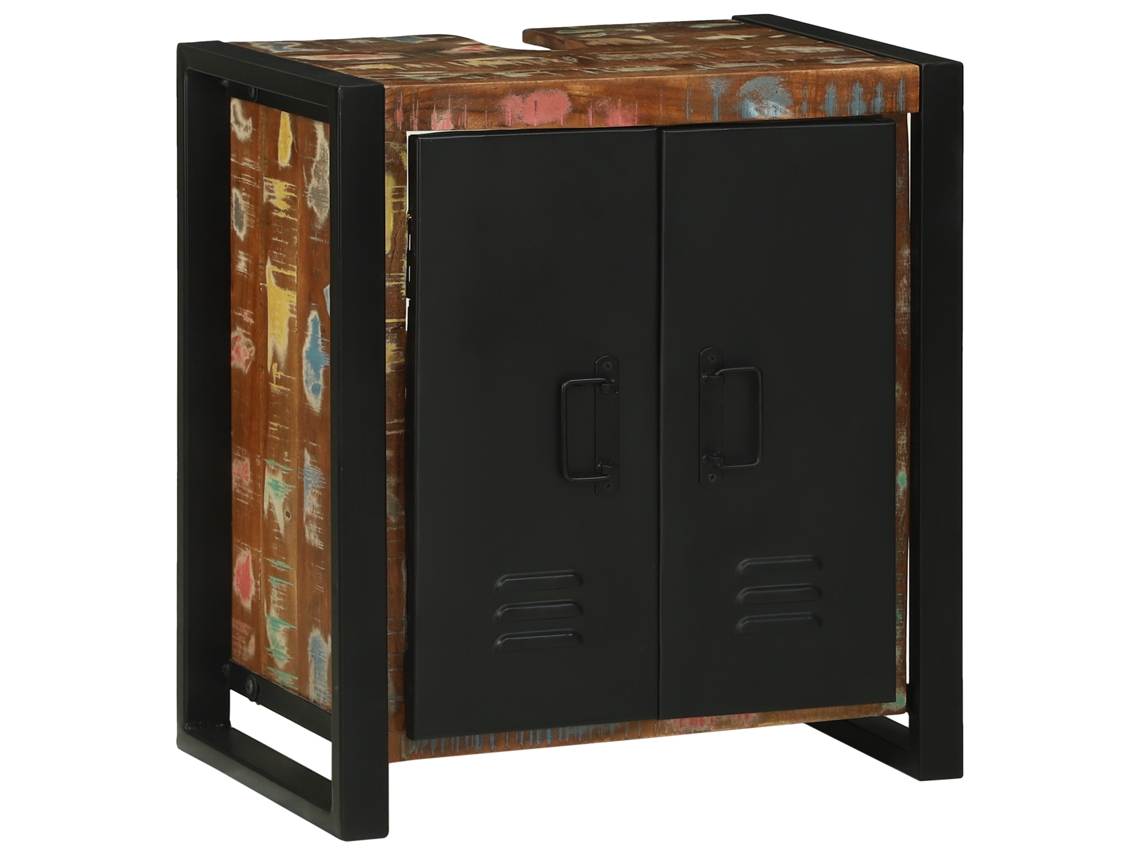 Conjunto 1 Penteadeira De Banheiro Vidaxl Castanho Madeira Recuperada Maciça (55 X 35 X 60 Cm)