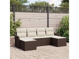 Vidaxl Conjunto De Sofá De Jardim 6 Unid. Marrom E Branco Vime Pe