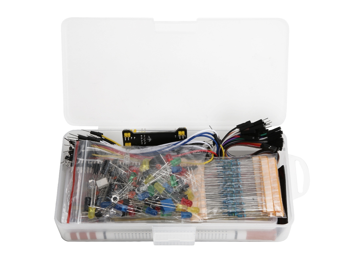 Kit Inicial De Componentes Eletrônicos Com Breadboard 830 Furos Para Iniciantes R3