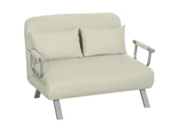 Sofá cama PRIME KANG, 2 lugares, ajustável, tecido com toque de camurça, almofadas, 111x80x78cm, creme