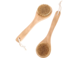 Conjunto De 2 Peças Beavorty Escova Esfoliante Corporal Com Cabo Curto, Esponja De Banho Para Uso Seco Ou Molhado E