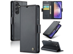 Capa Para Samsung Galaxy A54 5g Borboleta Fivela Litchi Textura De Telefone De Couro Rfid Antirroubo Preta