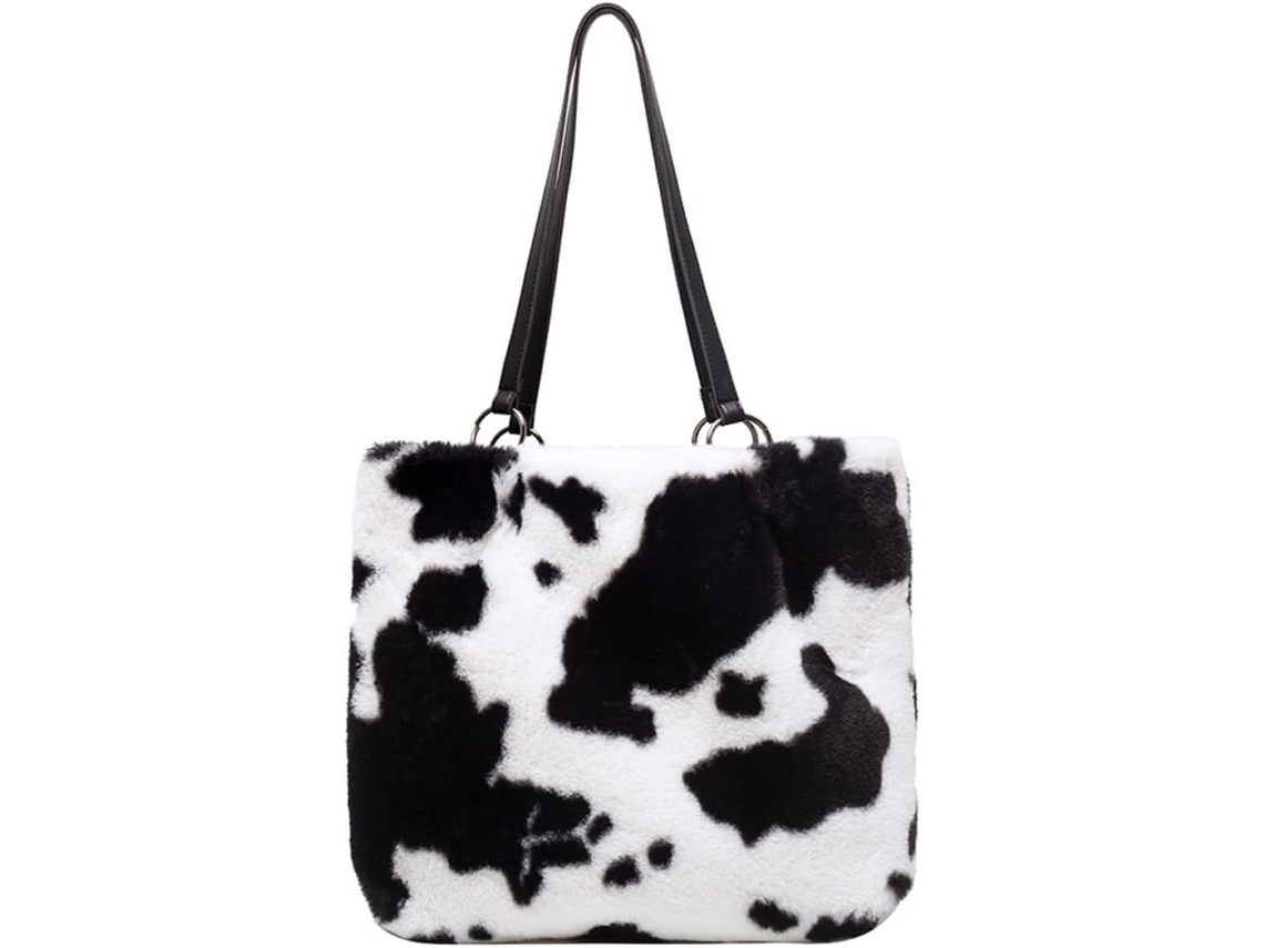 Bolsa De Ombro Feminina Ciieeo Em Pelúcia, Branca, Grande, Elegante E Prática.