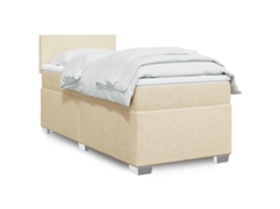 Vidaxl Cama Com Molas/colchão 90x200 Cm Tecido Cor Crème