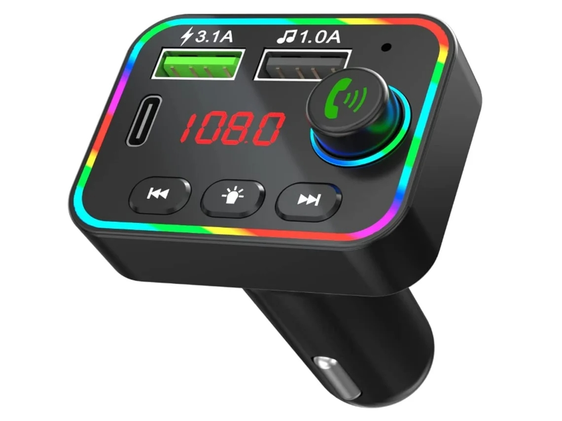 Transmissor Fm Bluetooth 5.0 para Carro 38W Pd&Qc3.0 Portas Usb Duplas Tela Led Suporte para Cartão Tf YIZHOOD