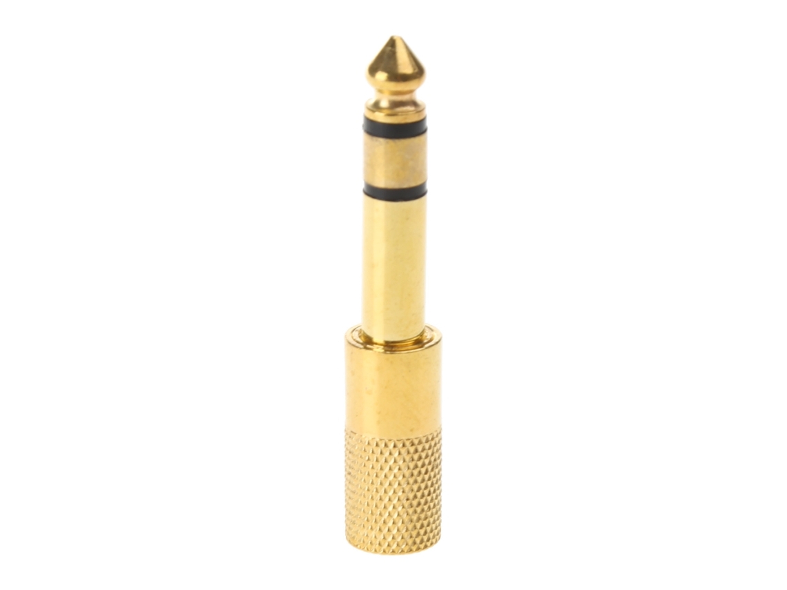 Adaptador de Áudio Banhado a Ouro Canal Duplo, com Conector Macho 6,5 Mm para Fêmea 3,5 Mm, Microfone/áudio. AQUAFORGE