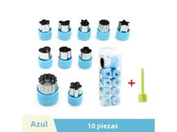 Moldes de Aço Inoxidável para Frutas e Legumes, Cortadores de Petiscos em Formato de Coração e Flor. MDUG (azul, 10 Peças)