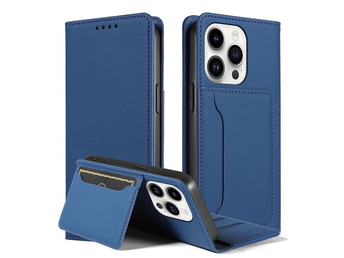 Capa De Couro Para Celular Com Suporte Para Cartão Magnetism Skin Feel