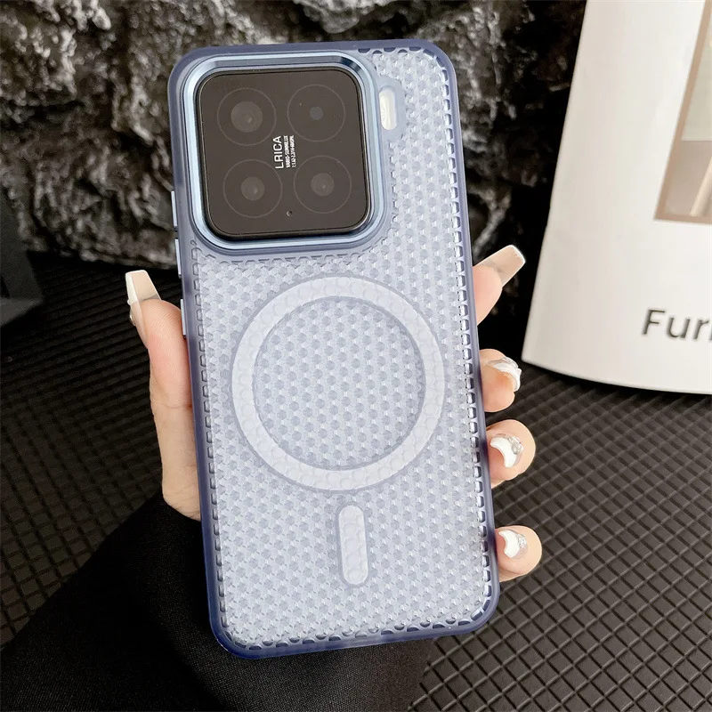 Capa De Celular Em Malha Magnética Para Dissipação De Calor (azul Xiaomi 14 Pro), Capa Traseira Respirável.