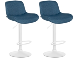 Conjunto De 2 Bancos De Bar Solon Branco Azul/tecido Clp