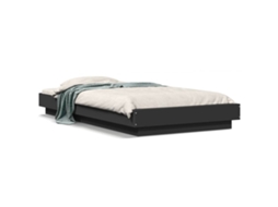 Estrutura de Cama com Luzes Led MAISON EXCLUSIVE Derivados Madeira Preto 90x190 cm