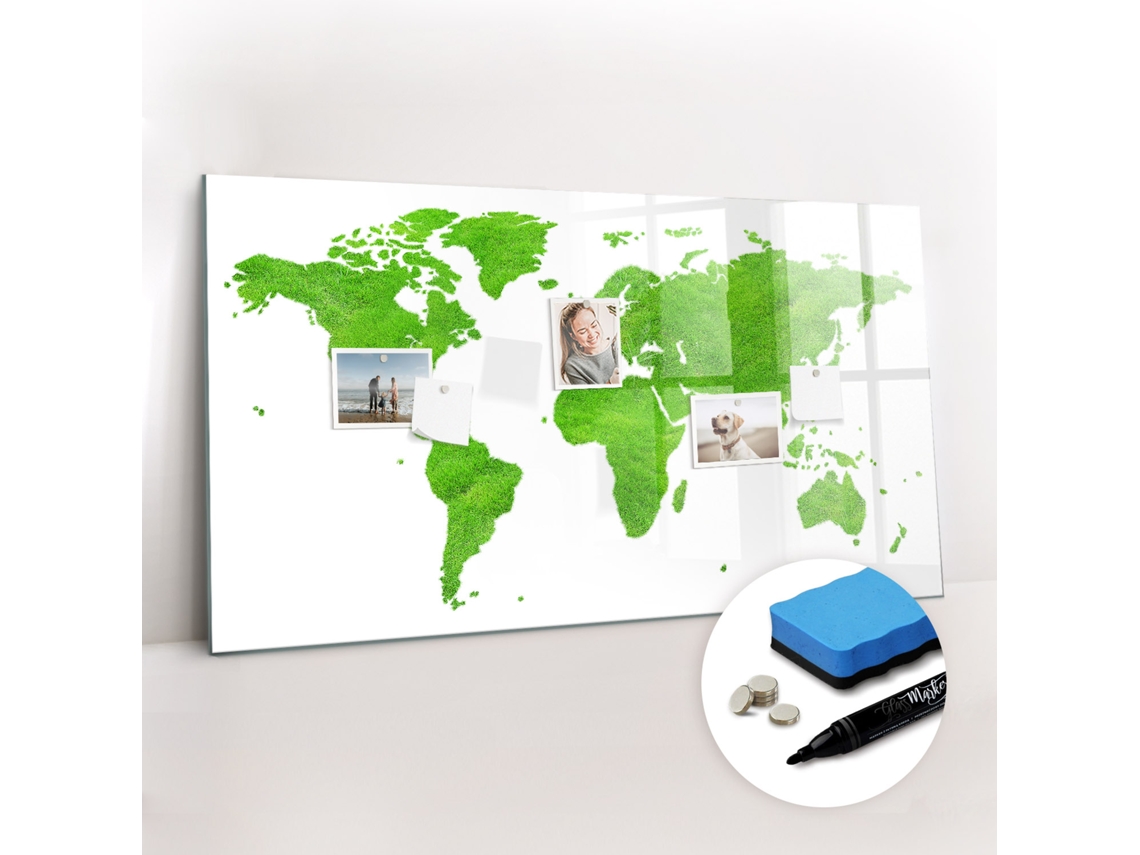 Quadro De Vidro Magnético Mapa De Relva Verde Para A Sala De Estar Espelharte (120x60 Cm)