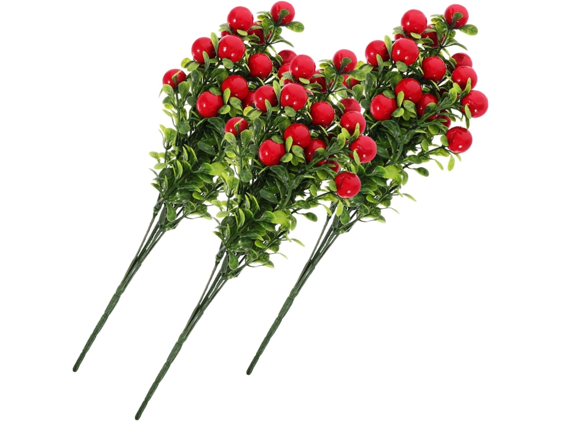 Buquês De Simulação De Flores De Cerejeira Artificiais Com Frutos Vermelhos Para Decoração De Árvore Gokoco