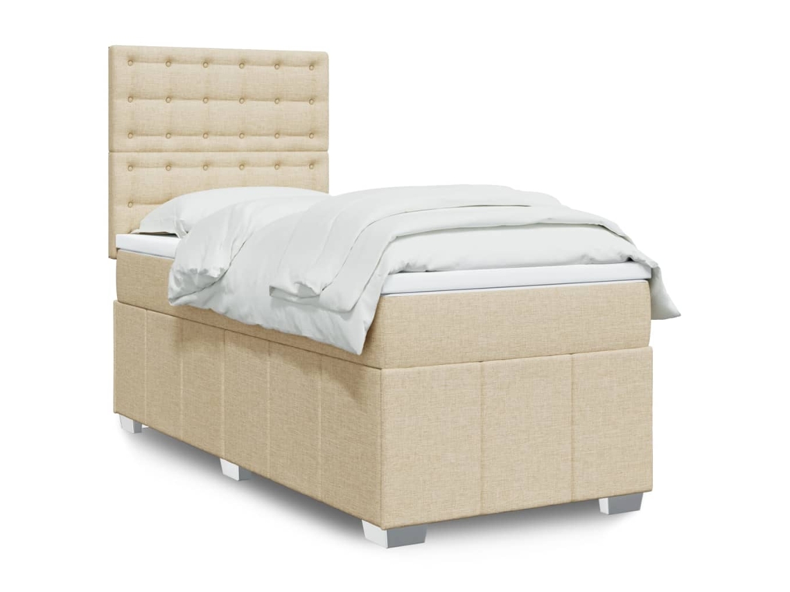 Vidaxl Cama Com Molas/colchão 90x200 Cm Tecido Cor Crème