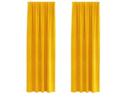 Conjunto 2 Cortinas Opacas Vidaxl Mostarda Veludo (140 X 245 Cm)