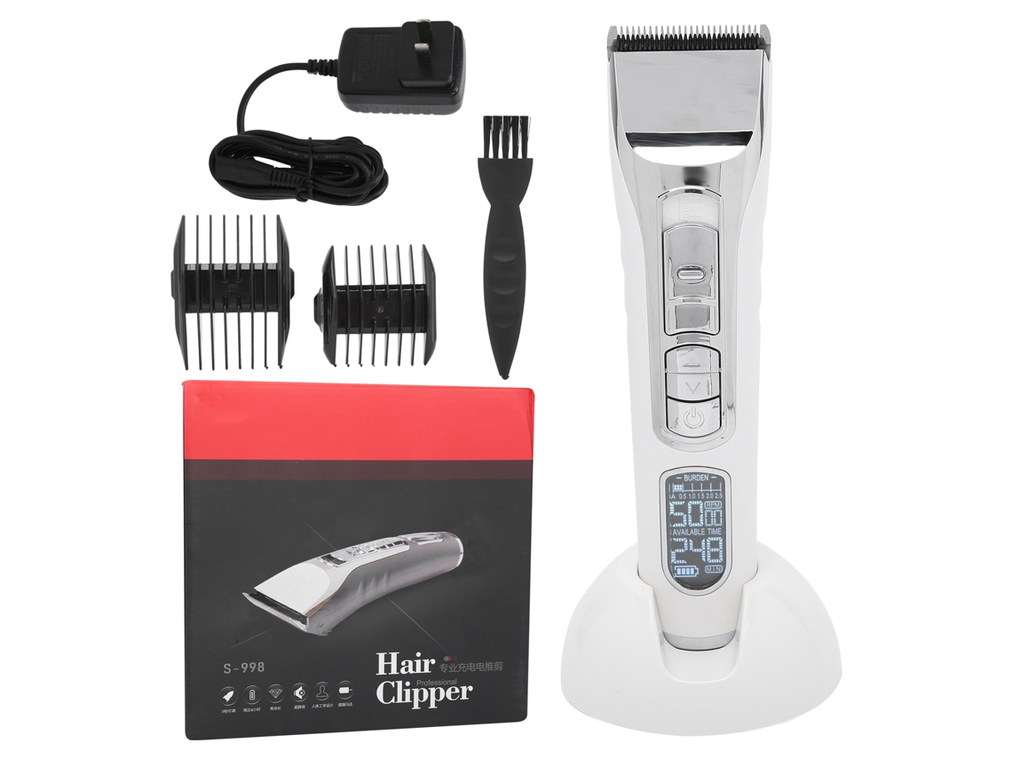 Aparelho De Cortar Cabelo Elétrico Recarregável Com Led Para Homens, 100-240v, Ideal Para Salão E Uso Em Casa