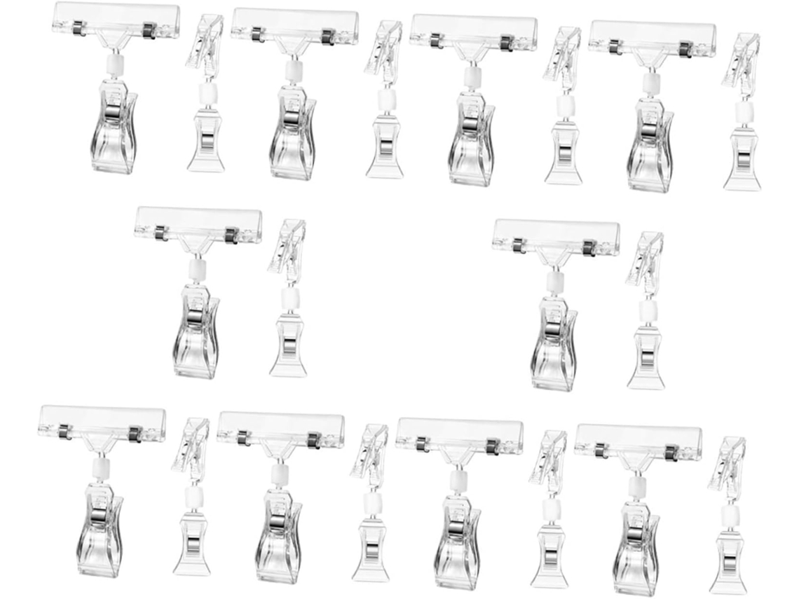 Preços De Exibição Suportes Com Clipe Cabeça Dupla Beaupretty, Clips Display Pequenos E Transparentes, Embalagem Com