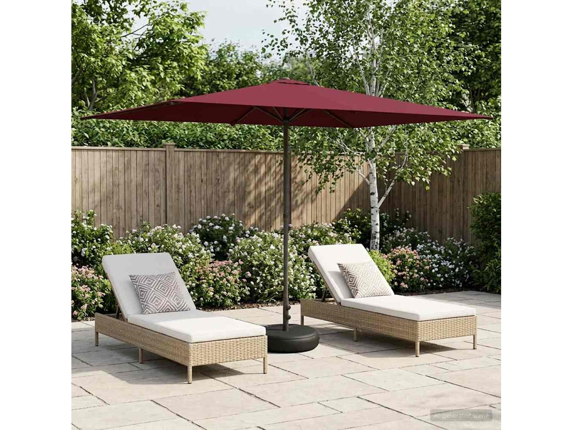 Guarda-sol De Jardim Retangular Pangivo Com Base Vermelho 290 X 190 Cm