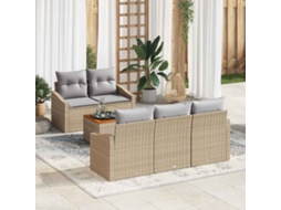 Vidaxl Conjunto De Sofá De Jardim 6 Unid. Bege E Cinza Claro Vime Pe