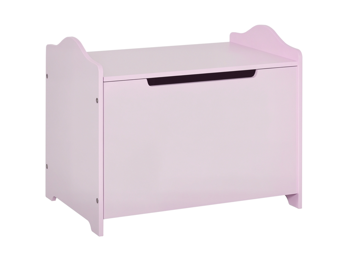 Baú porta brinquedos BTFORUS de madeira com fecho de segurança, estampa de animais, 60x40x48cm rosa