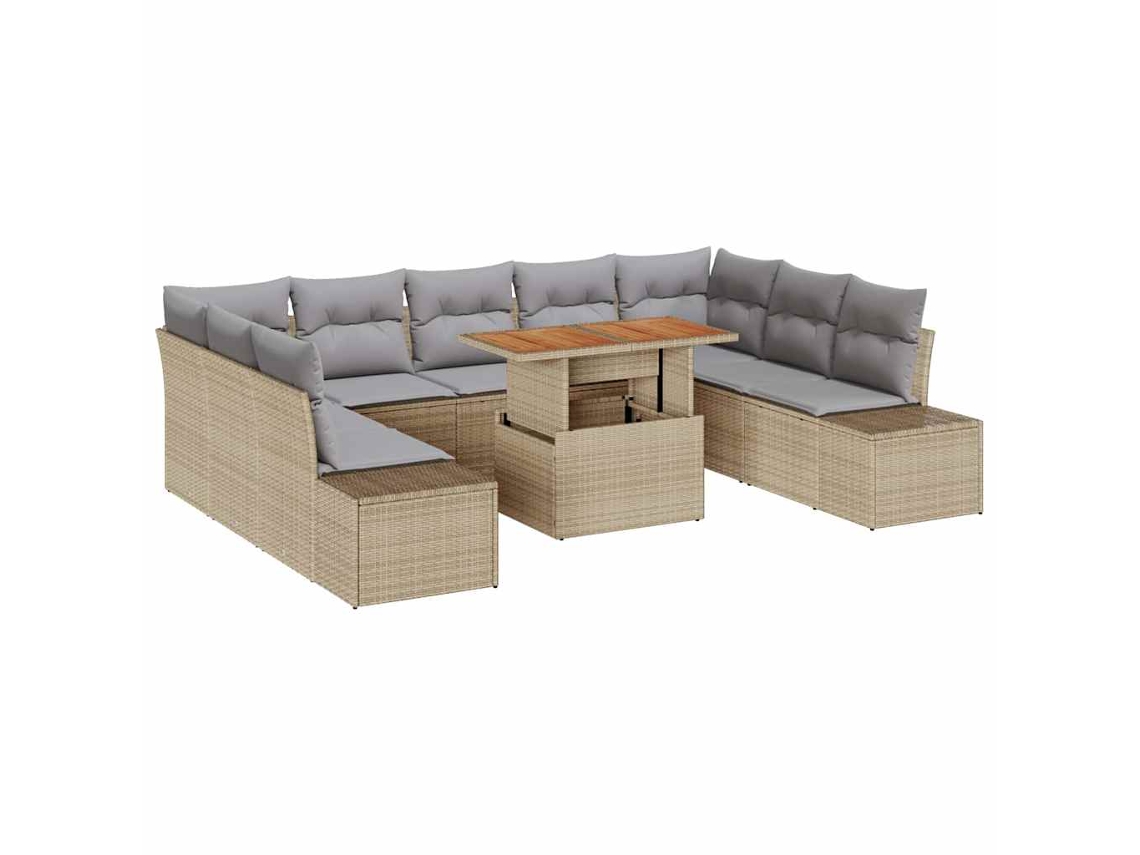 Maison Exclusive - Conjunto De Jantar Para Jardim Com Almofada 10 Pcs Bege E Cinza