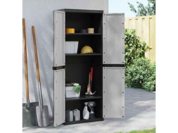 Vidaxl Móvel De Arrumação Para Exterior 65x37x165 Pp Cinzento E Preto