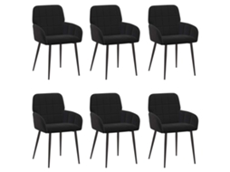 Conjunto 6 Cadeiras De Jantar Vidaxl Preto Veludo (57 X 50 X 85 Cm)