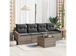 Vidaxl Conjunto De Sofás 5 Unid. Cinzeto Vime Pe