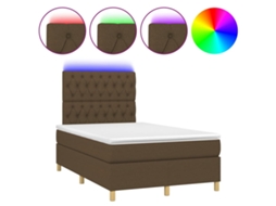 Cama Box Spring com Colchão, led 120x190 cm Tecido Castanho escuro MAISON EXCLUSIVE