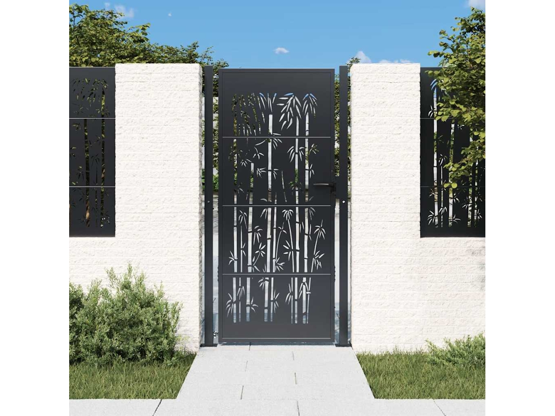 Vidaxl Portão De Jardim Antracite 100x200 Cm Aço Bambu Design