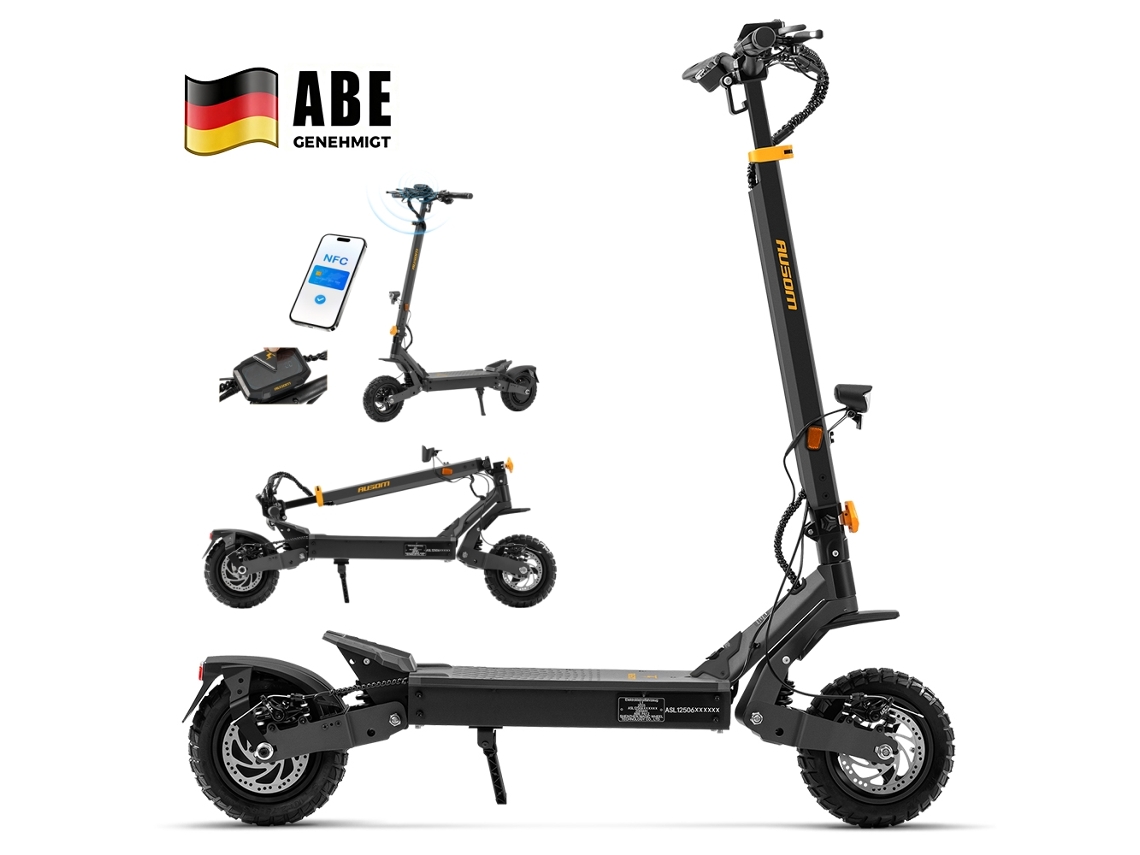 Trotinete Elétrica Ausom L1 Abe 48v 20.8ah (998.4wh) Motor 500w Autonomia 90km Travões E-abs E Disco Nfc Cinzento