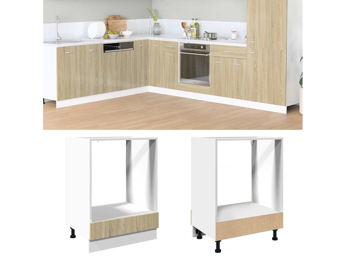 Vidaxl Armário Para Forno 60x46x81,5 Cm Contraplacado Cor Carvalho