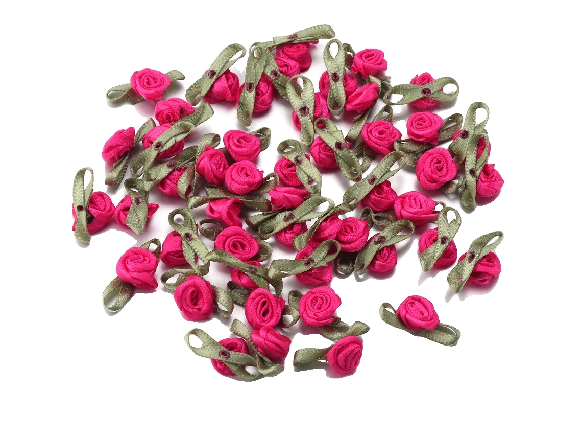 Apliques De Tecido, Design De Mini Rosa, 50 Peças, Rosa Choque
