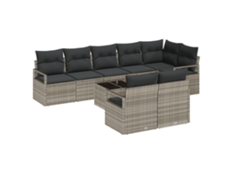 Conjunto 9 Conjunto De Jardim Vidaxl Cinzento-claro Vime Pe (287 X 122 X 85 Cm)