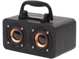 Caixa de Som Portátil de Madeira com Bluetooth 5.0 Estéreo de Dois Canais e Rádio Fm. SFUSHOS