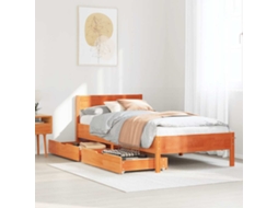 Vidaxl Cama Sem Colchão 100x200 Cm Pinho Maciço Castanho-mel