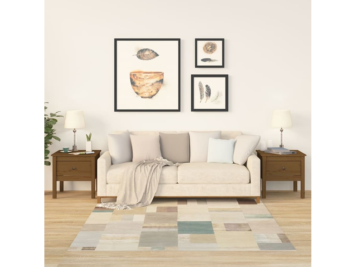 Vidaxl Mesas De Apoio 2 Pcs 50x50x49 Cm Pinho Maciço Castanho Mel
