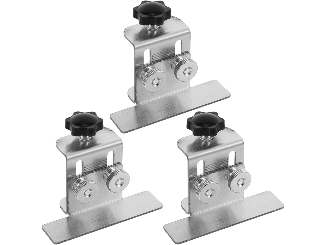 Conjunto de 3 grampos de fixação ajustáveis em aço inoxidável para instalação rápida e precisa de...