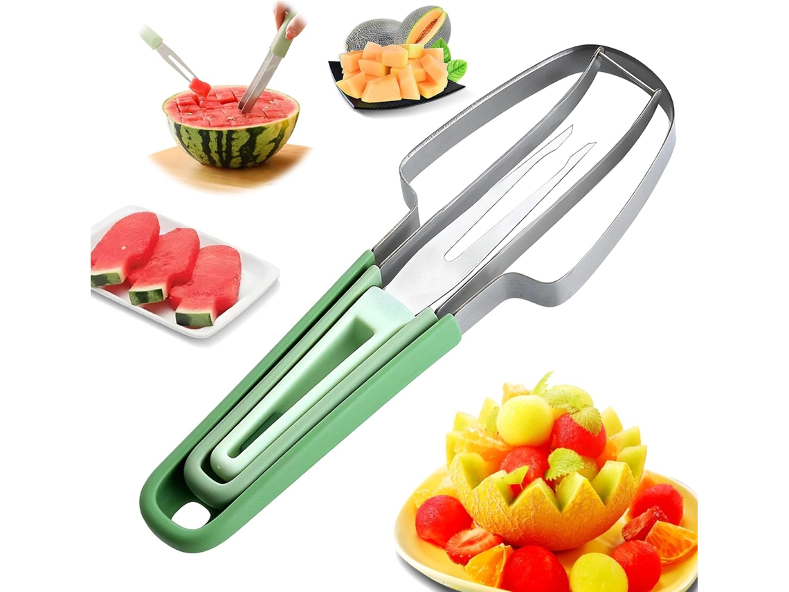 Kit 3 En 1 De Acero Inoxidable Para Cortar Sandía (verde)