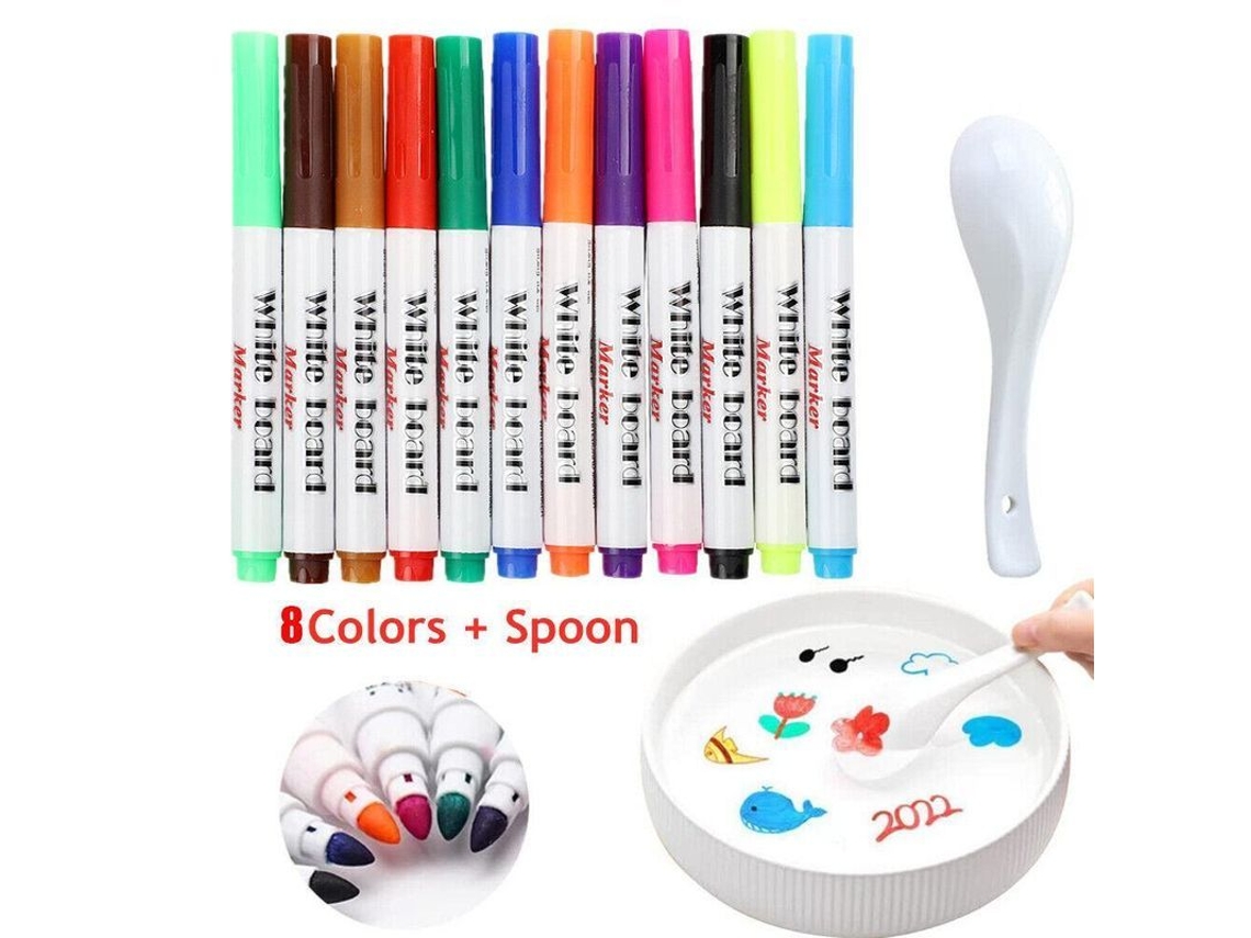 Rebe-12 Lápis Mágicos para Pintura com Água, Desenho Flutuante para Crianças, 8 Peças (Caneta e Lápis)