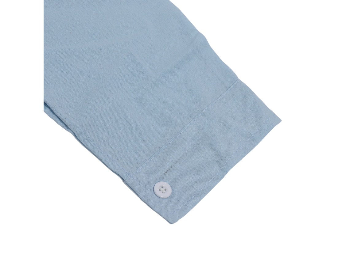 Camisa Masculina Algodão Linho Manga Longa Casual Solida Azul Claro XXL